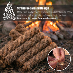 Cuerda Encendedora de Cera de Cáñamo Personalizada Baiyuheng, Encendedor de Fuego Resistente al Agua para Acampar al Aire Libre - Product Image 4