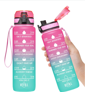 Custom Wholesale Sales 32oz Leakproof BPA Free Drinking <b>Water</b> <b>Bottle</b> <b>with</b> <b>Time</b> Marker & Straw - Product Image 2