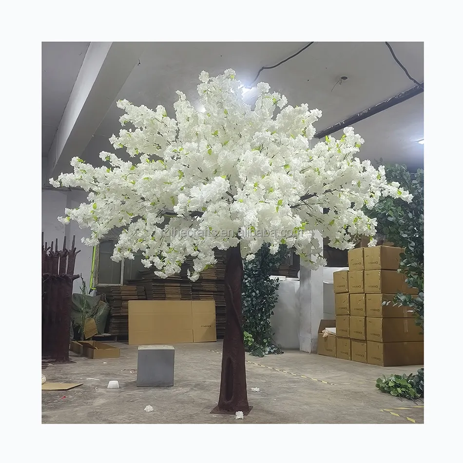 अनुकूलित बड़े कृत्रिम चेरी फूल पौधे नकली रेशम गुलाबी सफेद चेरी फूलों का पेड़ शादी की सजावट के लिए