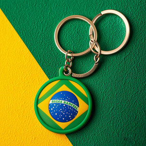 Brazil Flag <b>Keychain</b> PVC <b>Leather</b> Digital Printed Sports Theme Portable Keyring Gift For Fans And Travelers - Product Image 2