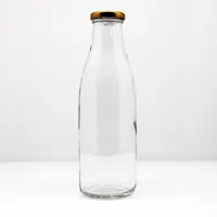 Botol Jus Kaca Bening, Botol Susu Kaca dengan Tutup Logam 250Ml 300Ml 500Ml 750Ml 1L