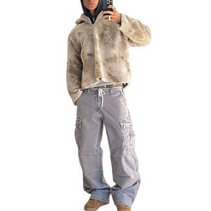 Finch Garment Ropa de calle personalizada Fleece Blank Pullover Poliéster Sudadera Baggy Lana gruesa Fuzzy Sherpa Chaqueta recortada de invierno - Product Image 5