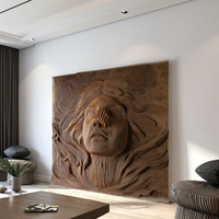 Sculpture murale de sirène en bois de caoutchouc 3D sculpté, design ondulé – Art populaire moderne durable à suspendre pour salon – Personnalisable