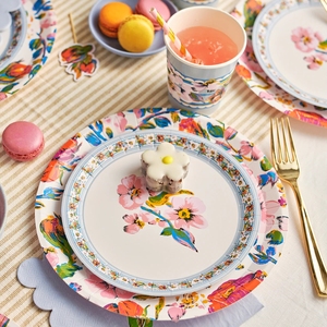 Juego de Vajilla Personalizado con Tema Floral para Fiesta de Té, Platos de Papel Biodegradables, Platos de Papel Ecológicos, Artículos para Fiestas - Product Image 4