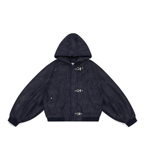Veste à capuche <span class=keywords><strong>en</strong></span> denim selvedge personnalisée pour homme, lourde, style pompier, bouton de homard, denim brut, texture denim, vêtement de travail, <span class=keywords><strong>bomber</strong></span> - Product Image 2