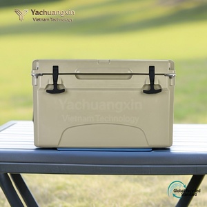 Rotomolded Cooler <b>Box</b> 50L Beige Rectangle Outdoor <b>Camping</b> Insulated <b>Storage</b> Container Classic Style PP Material - Product Image 4