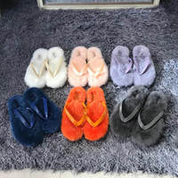 Pantoufles personnalisées en peau de mouton, tendance, blanc, Orange, peau de mouton, chaud, vraie fourrure moelleuse, Style tanga
