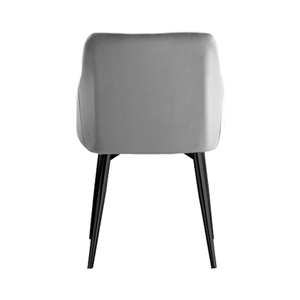 Sillón moderno con asiento de cojín suave de terciopelo gris tapizado en metal negro para comedor, sala de estar, cocina, apartamento de hotel - Product Image 5