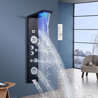 Panneau de douche mural en acier inoxydable avec robinets thermostatiques, jet de massage unique et panneau de douche LED de luxe