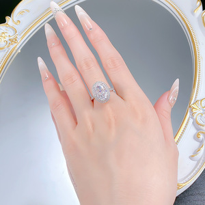 Nuevo S925 Plata <span class=keywords><strong>Diamante</strong></span> de alto carbono 8*<span class=keywords><strong>13</strong></span> Delgado Pigeon Protein Diamond Moda Anillo versátil Anillo Joyería de boda - Product Image 6