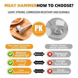 Attendrisseur de viande double face en alliage d'aluminium durable pour la cuisine, pour détendre les fibres musculaires - Product Image 3