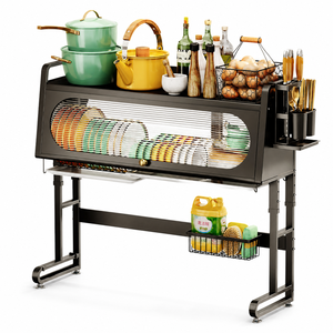 Scolapiatti scorrevole antipolvere da posizionare sopra il lavello con vassoio raccogligocce, porta coltelli e <span class=keywords><strong>organizer</strong></span> da cucina regolabile in acciaio al carbonio - Ordine campione - Product Image 1