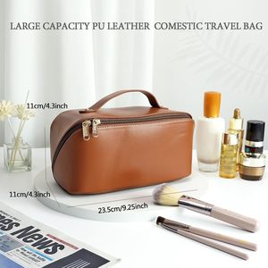 Bolsa de Maquillaje de Viaje Geométrica, Portátil, Personalizada, de Gran Capacidad, de Cuero PU, con Cierre, para Mujer - Product Image 2