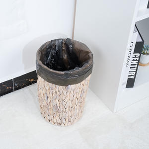 Cesto de Basura Cilíndrico de Jacinto de Agua Tejido, Color Café, Cesta Decorativa para Almacenamiento en Sala de Estar, Dormitorio, Interior - Product Image 5