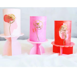 Noir or acrylique Rose fleur gâteau Topper minimaliste <span class=keywords><strong>dessin</strong></span>é à la main Rose tulipe lignes décoration de gâteau saint valentin gâteau Topper - Product Image 5