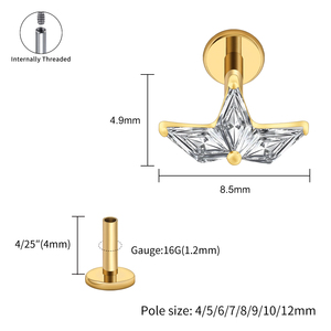 Boucles d'oreilles clous couronne en zircon cubique, en titane fileté, élégantes, pour piercing d'oreille, cartilage, tragus, pour femmes, bijoux de <span class=keywords><strong>mode</strong></span>, usage quotidien - Product Image 5