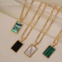 Collier avec pendentif Rectangle blanc coloré, pour femmes, bijou en acier inoxydable, vente en gros, tendance,