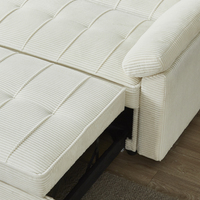 Canapé-lit futon convertible confortable pour chambre et salon, lit de jour en tissu blanc, fauteuil-lit pliable deux places