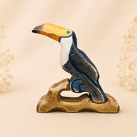 Jouet en bois sculpté en forme de toucan, décoration animale créative en bois