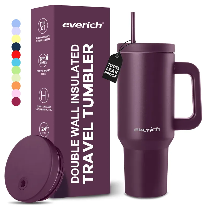 Logo personnalisé de bière café Tumbler tasse tasse gobelet de voyage avec poignée en acier inoxydable 40 oz