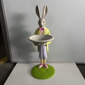 Escultura de Conejo <span class=keywords><strong>Caballero</strong></span> Personalizada de Resina OEM, Bandeja Vertical, Decoración de Pascua, Primavera, Hogar, Mesa, Manualidades de Conejitos de Resina - Product Image 1