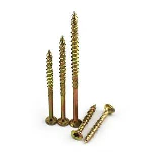 Tornillo de corte con cabeza avellanada doble torx drive de zinc amarillo, tornillo de corte de cola moleteada para cubierta de madera, chips de madera, prevención de grietas