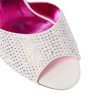 OEM ODM Personnalisé, Talons Hauts de Luxe pour Femmes, de Haute Qualité, Sexy, Brillants, avec Strass, à Enfiler, Bout Rond Ouvert, <span class=keywords><strong>Mules</strong></span> à Talons Aiguilles - Product Image 2