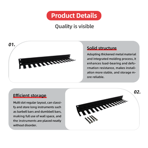 Supporto Commerciale Salvaspazio a Parete in Acciaio Spesso <span class=keywords><strong>Multi</strong></span>-Slot per Fasce di Resistenza e Attacchi Cavi da Palestra - Product Image 4
