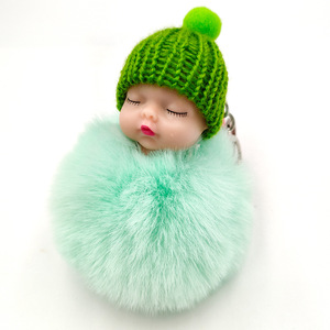 8cm dễ thương ngủ bé búp bê <span class=keywords><strong>Keychain</strong></span> <span class=keywords><strong>Pom</strong></span> <span class=keywords><strong>Pom</strong></span> thỏ lông bóng bé Móc Chìa Khóa Fluffy xe Keyring túi quyến rũ sang trọng lông búp bê <span class=keywords><strong>Keychain</strong></span> - Product Image 5