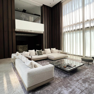 كنب زاوية بتصميم إيطالي بسيط وفاخر على الطراز الإسكندنافي الحديث، أريكة مقطعية عصرية قابلة للتشكيل على شكل حرف <span class=keywords><strong>L</strong></span>، مجموعة أثاث لغرفة المعيشة - Product Image 3