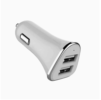 Mini Cargador de Coche Blanco de ABS con Doble Puerto y Corriente Separada, 12-24V, Cargador Universal para Teléfono Móvil, Suministro al por Mayor
