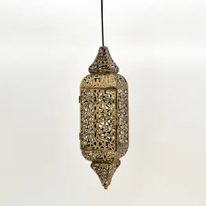 Morocco Antique Storm Lantern Indoor Decoration Led Lantern Lamp Wrought Iron Home Decoration Metal