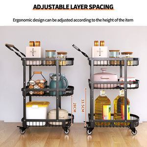 Carrello in Metallo Multifunzionale a Tre Ripiani, Stile Moderno, Portatile, Non Pieghevole, per Alimenti, Scaffale Portaoggetti, Appendiabiti da Soggiorno <span class=keywords><strong>TR</strong></span> - Product Image 4