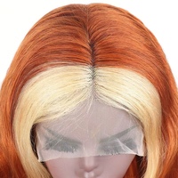 Nueva Llegada Cabello Humano Remy Brasileño 613 350 Rubio Jengibre Ondulado Liso 13x4 Doble Trama HD para Lace Front