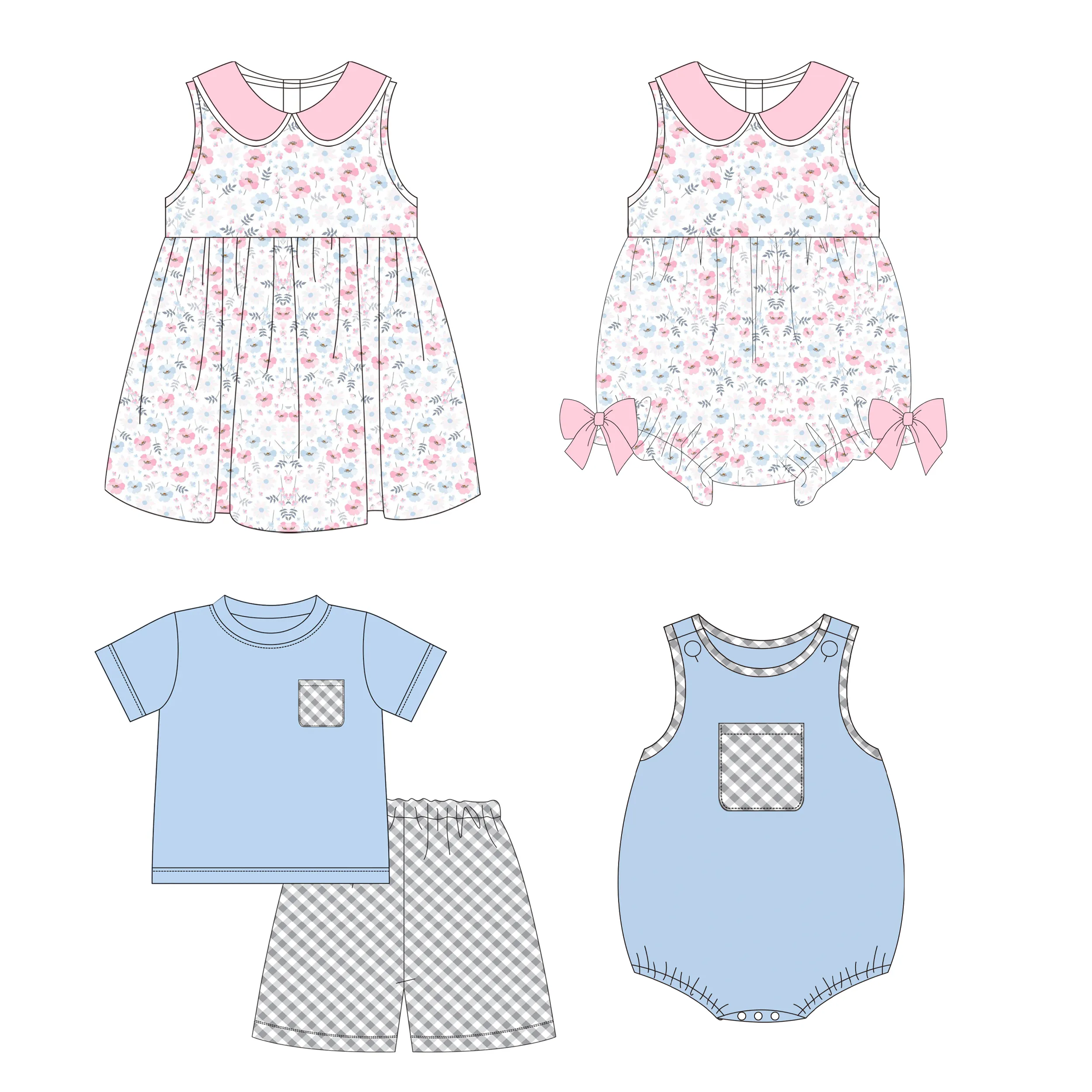 Boutique Dress Toddler Kids Girls Latest Clothing Flower Girls Dress with Floral Summer Custom Wholesale Kids