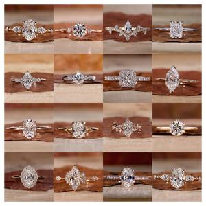 IGI 인증 1CT ~ 3CT CVD HPHT 랩 다이아몬드 14k 18k 솔리드 골드 약혼 반지 빛나는 후작 랩 성장 다이아몬드 링 - Product Image 2