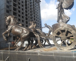 Famosas Esculturas Alemanas de Bronce de Cuatro Caballos y Ángel de la Estatua de la Libertad en un Carruaje - Product Image 5