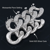 Collier unisexe unique en argent sterling 925 plaqué or, avec moissanite et maillons cubains Miami, style hip-hop bling, certifié GRS, pour rappeur