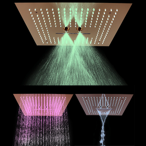 Set Doccia a Pioggia Moderno in Ottone e Acciaio Inox 304, Colonna Doccia a Parete con Miscelatore, Finitura Spazzolata, Ceramica - Product Image 6