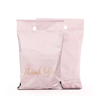 Buena calidad, Color rosa, gracias, bolsa de correo de polietileno con asa, franqueo, mensajería, Polymailer, bolsa de envío para ropa
