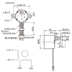 มอเตอร์แม่เหล็กถาวร 4 เฟส 5-5.5VDC สำหรับกล้องวงจรปิด รุ่น 24BYJ28-032 ได้รับการรับรองมาตรฐาน RoHS - Product Image 6