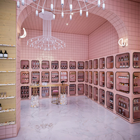 Lemari pajang parfum, furnitur etalase, rak pajang kosmetik, rak pajang toko perawatan kulit, dekorasi toko komersial, desain interior