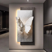 Peinture murale LED de luxe 2026, grande décoration murale 3D effet sable, lampe décorative papillon pour salon et entrée