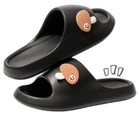 Sandales d'intérieur pour femmes à semelle épaisse, bout ouvert, légères, douces, respirantes, antidérapantes, pantoufles de bain, dessin animé, confortables, plates, toutes