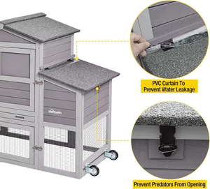 Pollaio Moderno Personalizzabile da 80 Pollici per Esterni, Gabbia in Legno per Polli con Ruote, Nido e Recinto, Casetta Mobile per Galline con Struttura Solida - Product Image 4