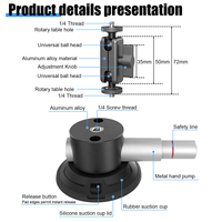 Kit de fixation à ventouse en alliage d'aluminium de qualité industrielle avec accessoires complets, bras articulé réglable à 360° et pince de téléphone en silicone