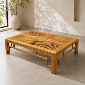 Sunnie <b>Solid</b> <b>Wood</b> Coffee Table with Slatted <b>Top</b> Modern and Functional Design for Home or Dining Rooms - Product Image 6