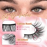 Cils artificiels en coton faits à la main, effet œil de chat, aspect naturel, épaisseur 0,07 mm, 8 paires, PBT ISABELLA GA04