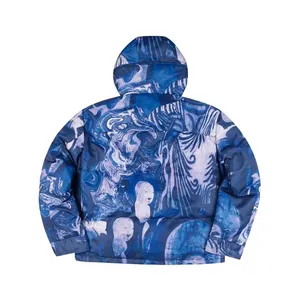 DiZNEW Custom fully printed Bubble Jacket Winter Hooded Down Jacket Oversized printed puffer jacket