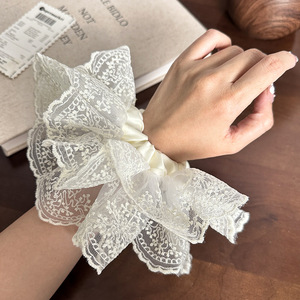 Elegant <b>Lace</b> Double-Layer Fabric Hair Ties Feminine Scrunchies for Women-Wedding & Daily Use Hair Accessories - Product Image 2
